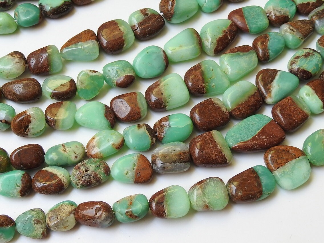 Chrysoprase Bi Color Smooth Tumble Nugget Beads 14Inch 18x15mm To 11x6mm Natural Stone Loose Gemstone Strand for Jewelry Making Wholesaler