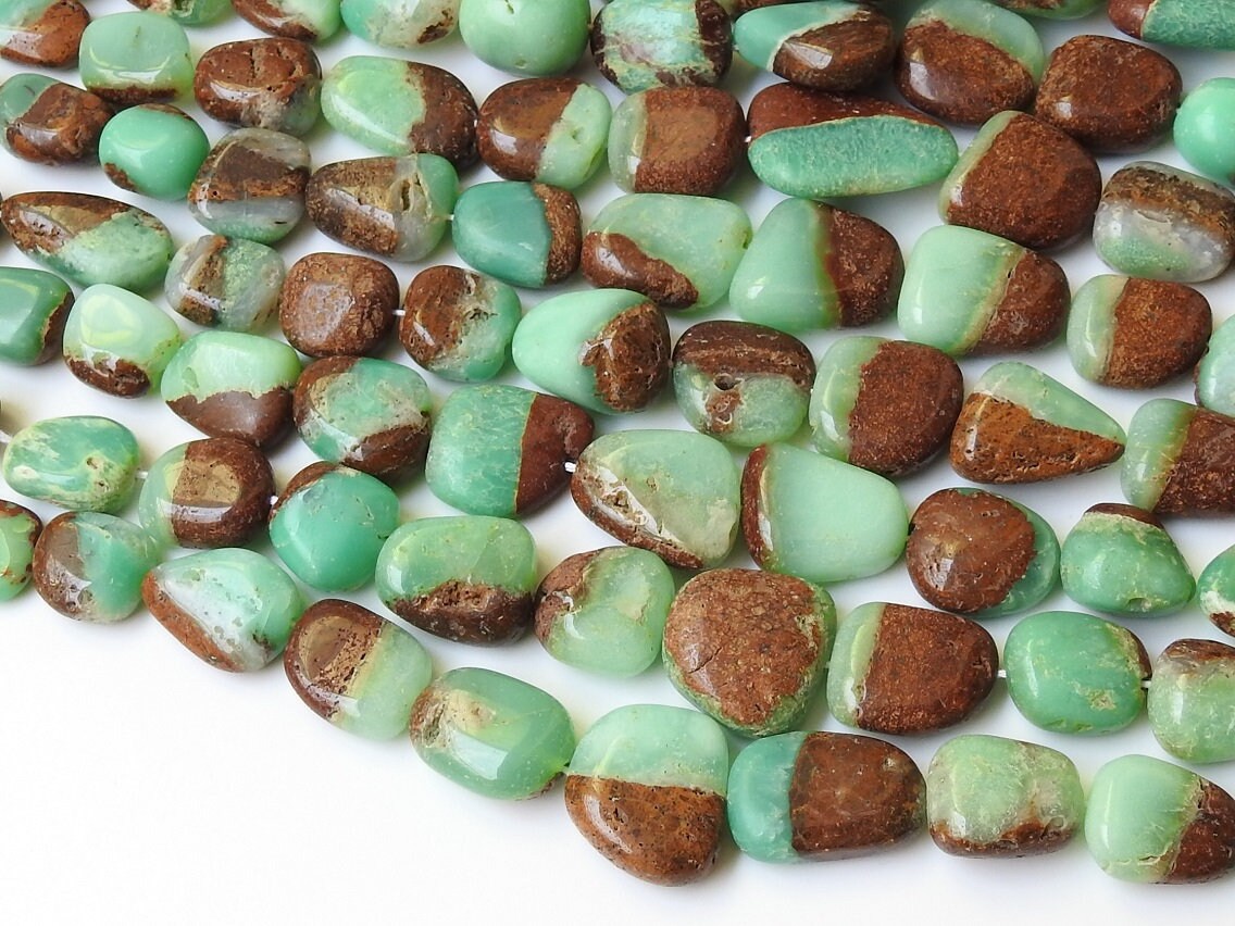 Chrysoprase Bi Color Smooth Tumble Nugget Beads 14Inch 18x15mm To 11x6mm Natural Stone Loose Gemstone Strand for Jewelry Making Wholesaler