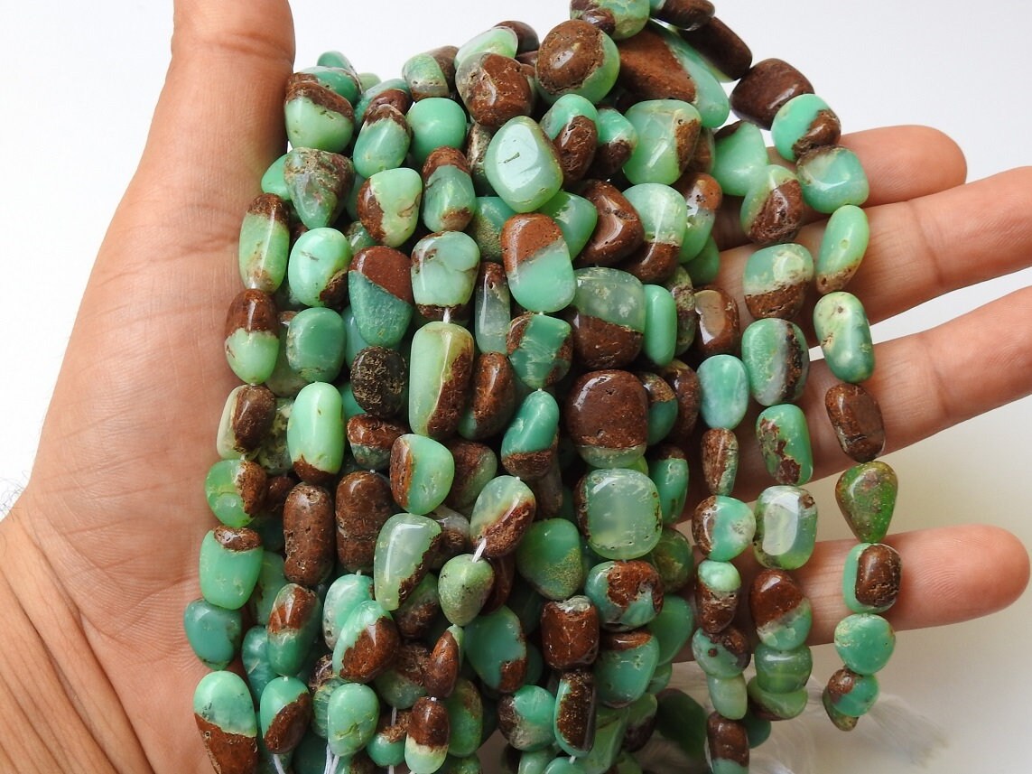Chrysoprase Bi Color Smooth Tumble Nugget Beads 14Inch 18x15mm To 11x6mm Natural Stone Loose Gemstone Strand for Jewelry Making Wholesaler