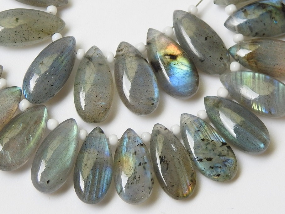 Natural Labradorite Teardrop Beads Multi Flashy Fire Smooth Polished Handmade Bead 15x7mm 10Piece Pack for Jewelry Making DIY PME-CY3