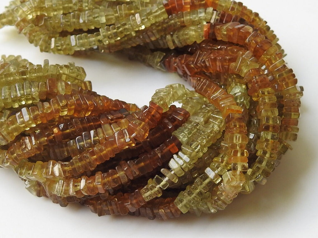 Grossularite Garnet Multi Shaded Smooth Heishe Bead 16Inches Strand 4MM Approx Wholesale Price New Arrival PME-H1
