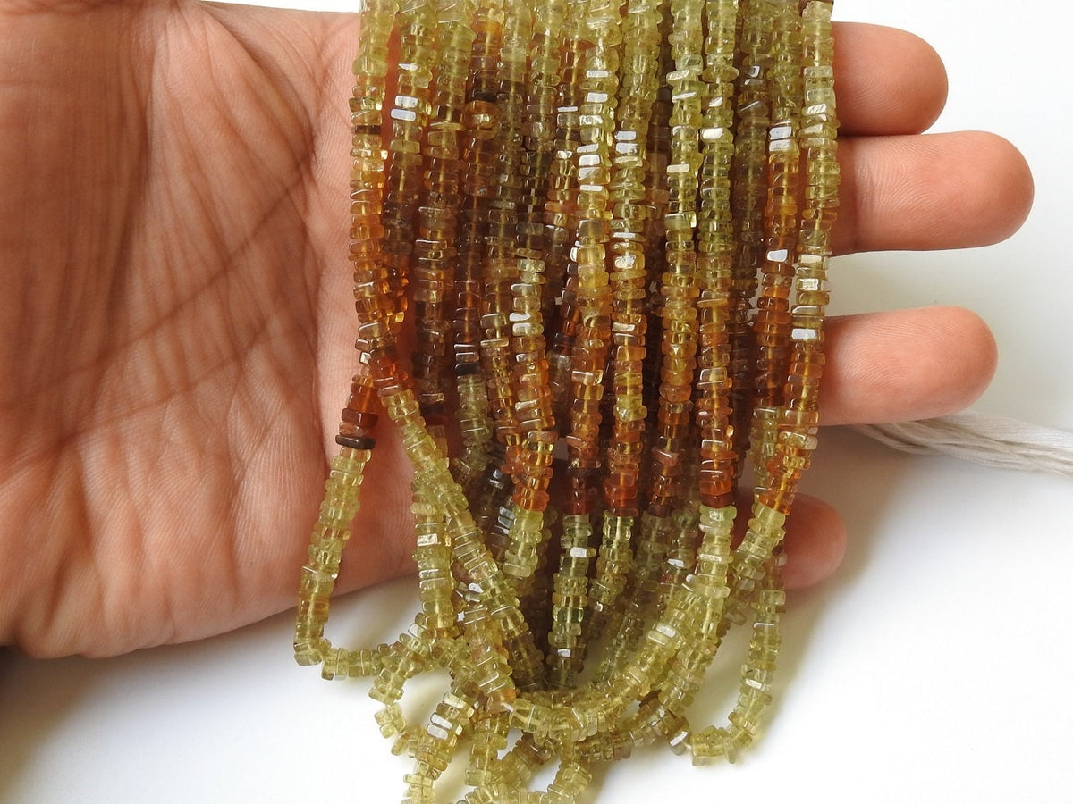 Grossularite Garnet Multi Shaded Smooth Heishe Bead 16Inches Strand 4MM Approx Wholesale Price New Arrival PME-H1