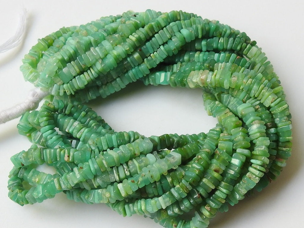 Natural Chrysoprase Smooth Heishe Square Cushion Shape Bead Strand 16 Inches 4MM Gemstone Jewelry Making Supply Wholesale PME-H1