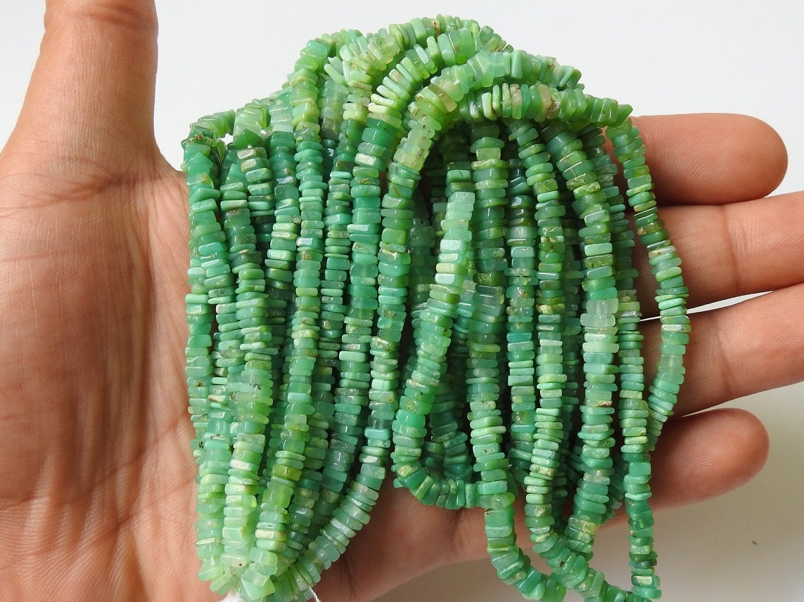 Natural Chrysoprase Smooth Heishe Square Cushion Shape Bead Strand 16 Inches 4MM Gemstone Jewelry Making Supply Wholesale PME-H1