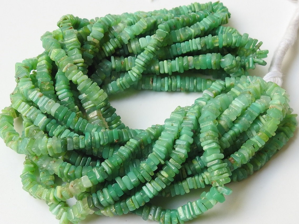 Natural Chrysoprase Smooth Heishe Square Cushion Shape Bead Strand 16 Inches 4MM Gemstone Jewelry Making Supply Wholesale PME-H1