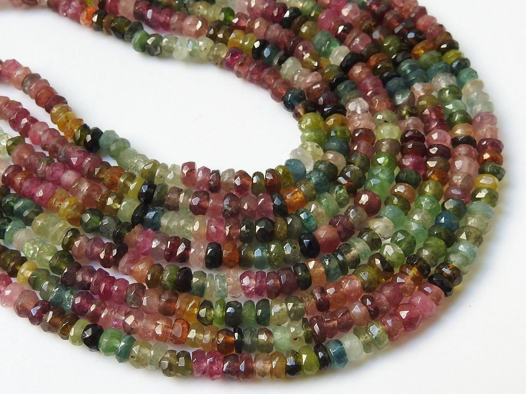 Natural Multi Tourmaline Faceted Rondelle Beads Wholesale | Colorful Gemstone Roundel For Jewelry Making Supplies | New Arrival Strand