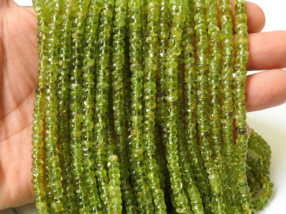 Natural Peridot Smooth Roundel Bead 13 Inches Strand Wholesale Gemstone Beads For Jewelry Making Supplies New Arrival