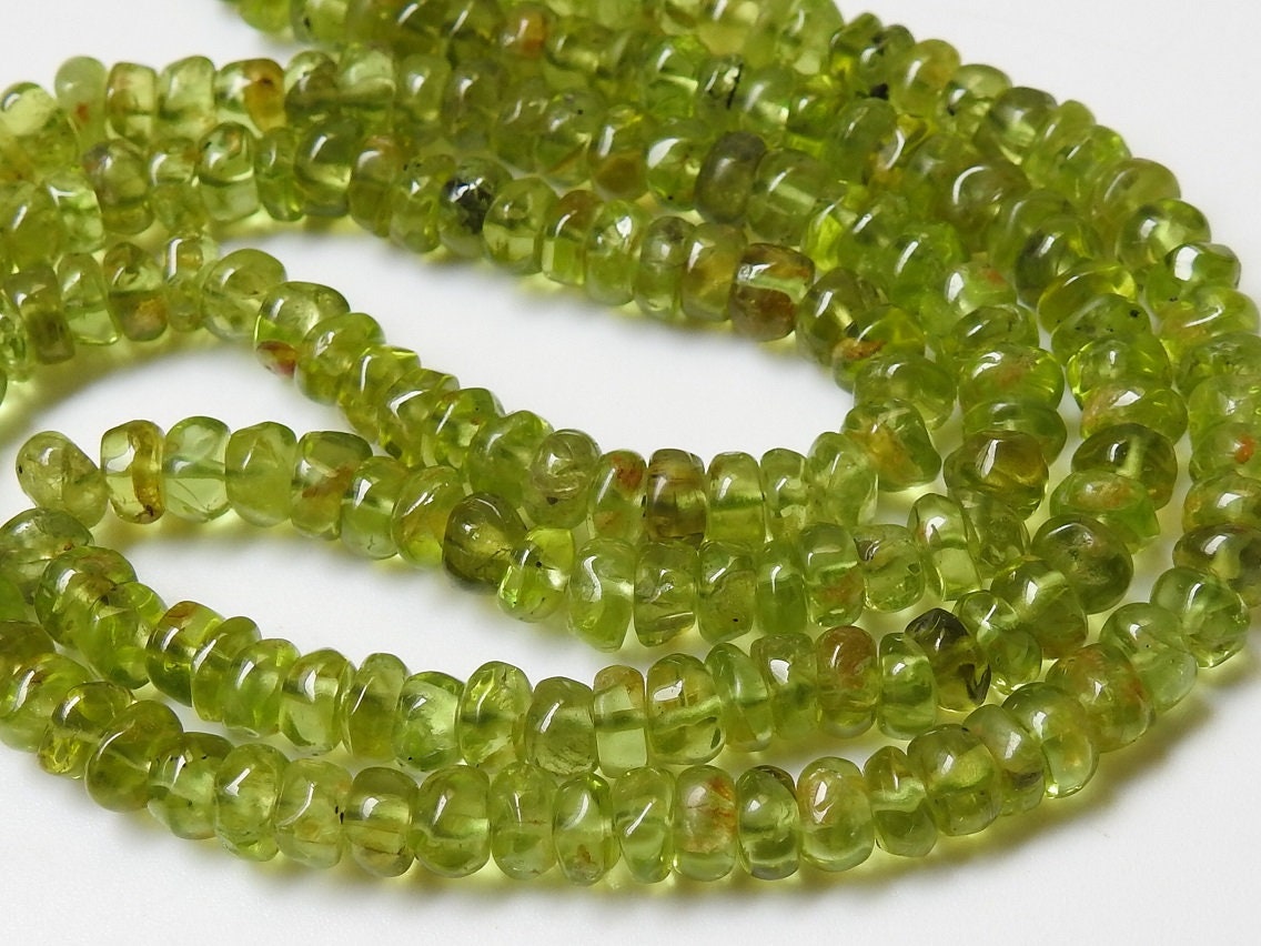 Natural Peridot Smooth Roundel Bead 13 Inches Strand Wholesale Gemstone Beads For Jewelry Making Supplies New Arrival