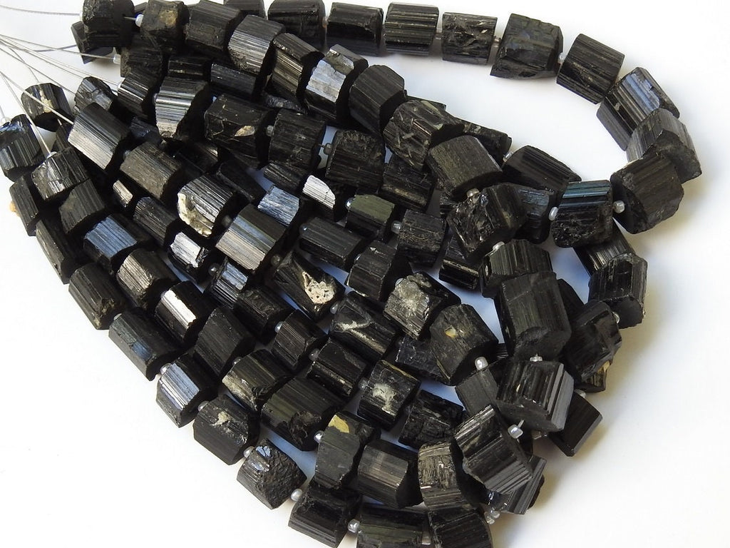 Black Tourmaline Natural Crystal Rough Bead-Nugget Loose Raw Stone-Minerals Gemstone-Wholesaler Supplies-8Inches Strand R2