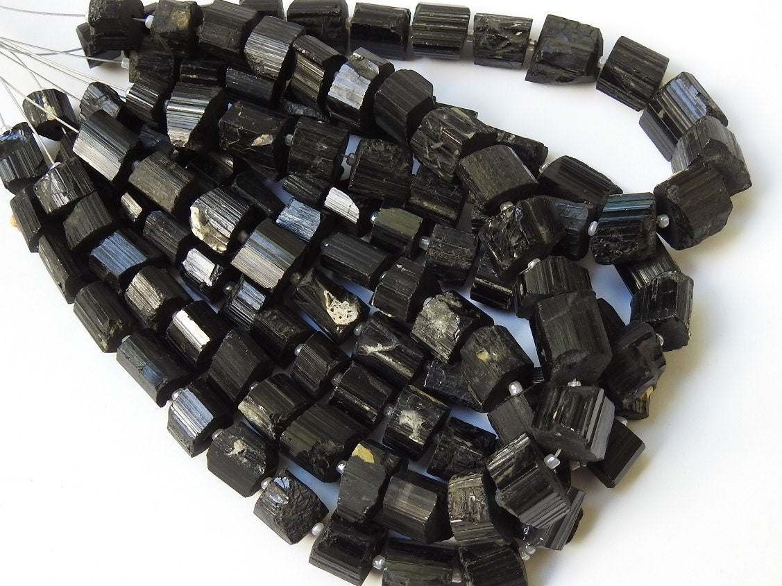 Black Tourmaline Natural Crystal Rough Bead-Nugget Loose Raw Stone-Minerals Gemstone-Wholesaler Supplies-8Inches Strand R2