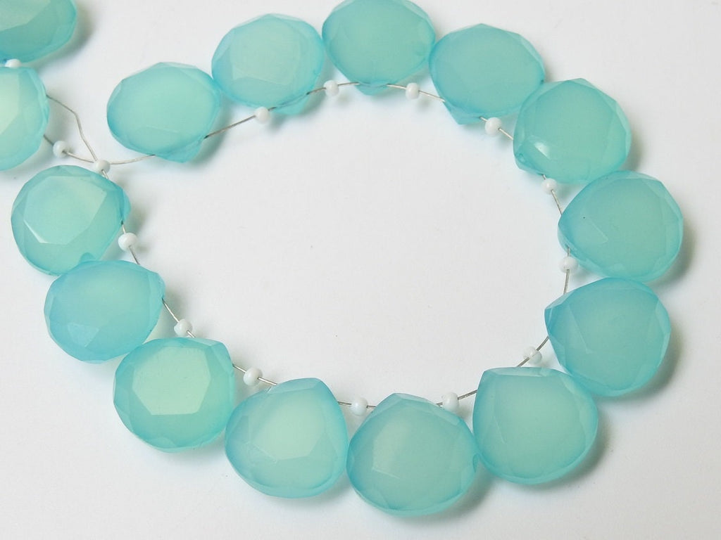Aqua Blue Chalcedony Teardrop-Step Cut Faceted-Heart Shape-For Making Jewelry-2Piece 14X14MM PME-CY2
