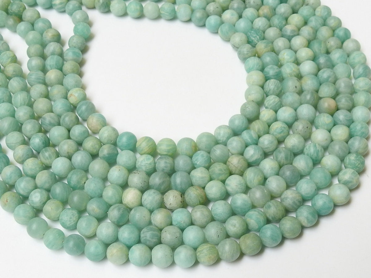 Natural Matte Amazonite Round Beads, 16 Inch Strand For Jewelry Making, Frosted Dull Polish Loose Gemstone Wholesale Supplies