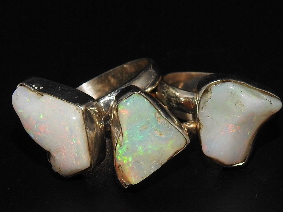 Australian Opal Natural Polished Rough 925 Sterling Silver Ring 15-10MM Long Gift For Her Fashionable Jewelry New Arrival MS