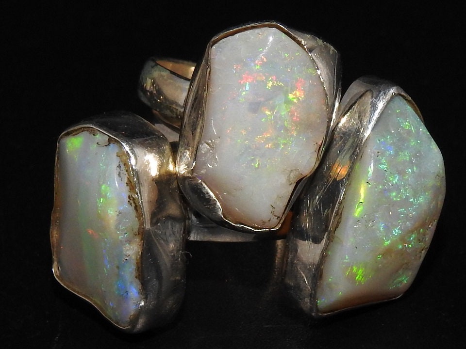 Australian Opal Natural Polished Rough 925 Sterling Silver Ring 15-10MM Long Gift For Her Fashionable Jewelry New Arrival MS
