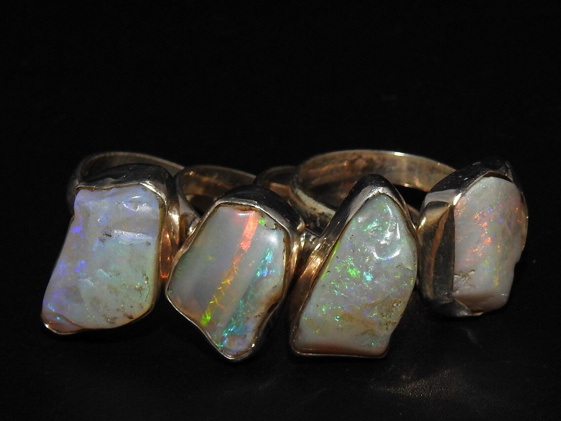 Australian Opal Natural Polished Rough 925 Sterling Silver Ring 15-10MM Long Gift For Her Fashionable Jewelry New Arrival MS