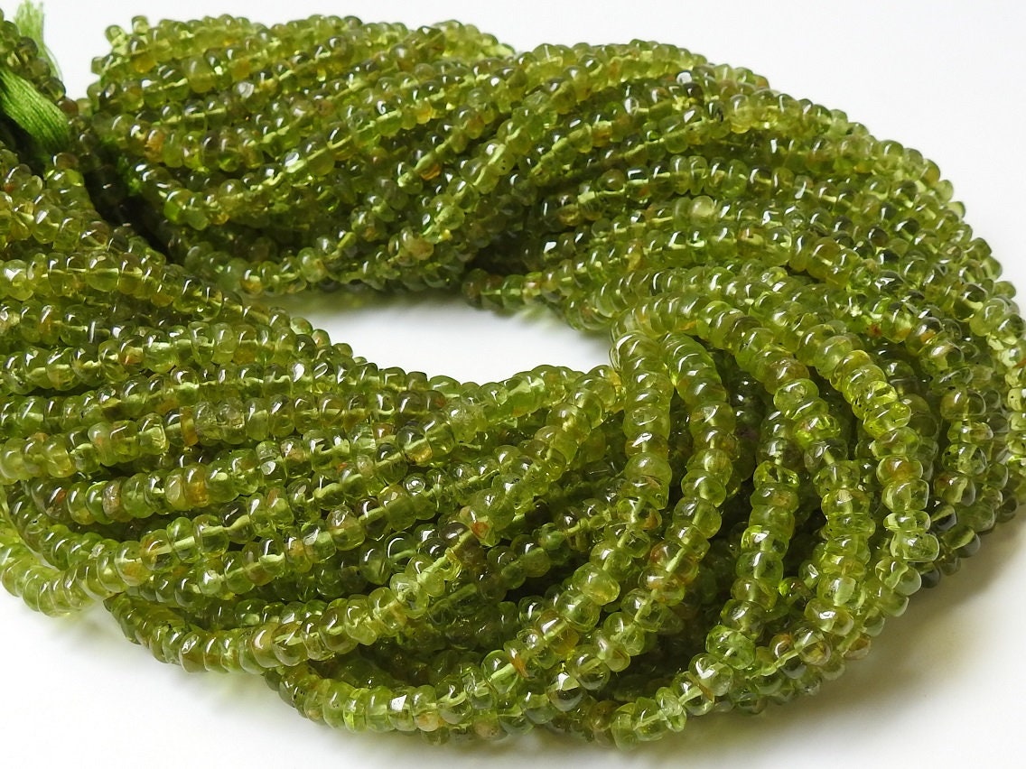 Natural Peridot Smooth Roundel Bead 13 Inches Strand Wholesale Gemstone Beads For Jewelry Making Supplies New Arrival