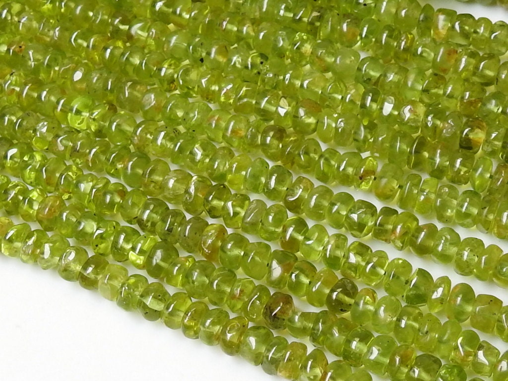 Natural Peridot Smooth Roundel Bead 13 Inches Strand Wholesale Gemstone Beads For Jewelry Making Supplies New Arrival