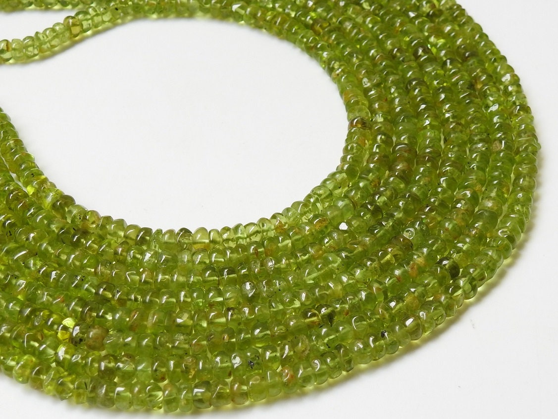 Natural Peridot Smooth Roundel Bead 13 Inches Strand Wholesale Gemstone Beads For Jewelry Making Supplies New Arrival