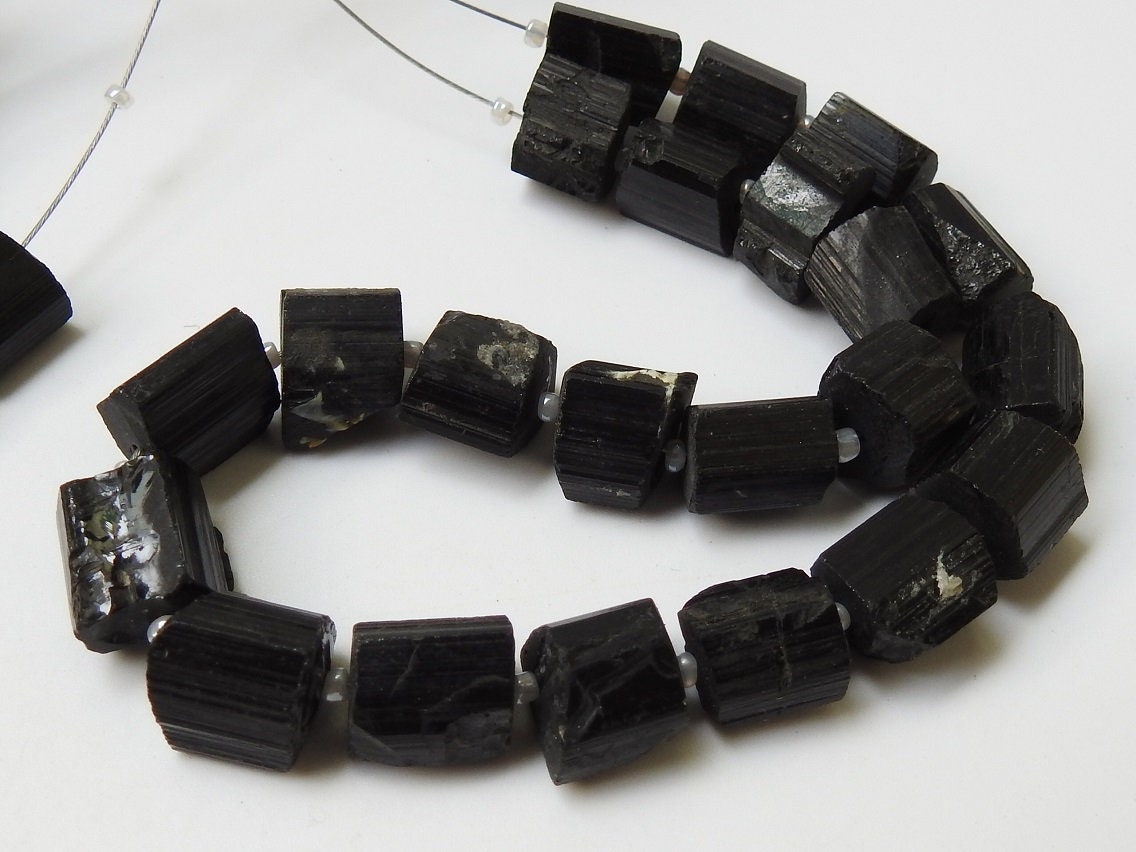 Black Tourmaline Natural Crystal Rough Bead-Nugget Loose Raw Stone-Minerals Gemstone-Wholesaler Supplies-8Inches Strand R2