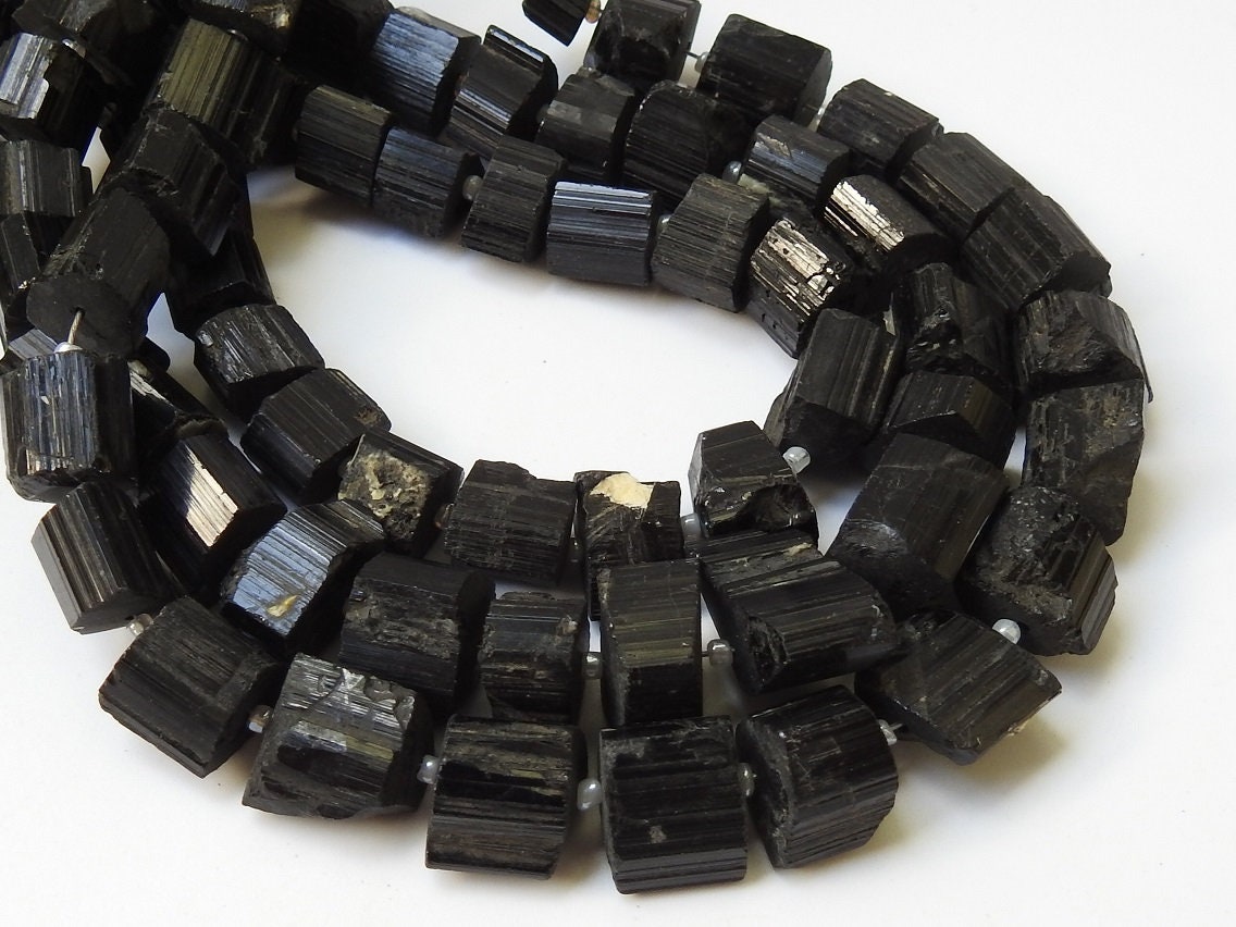 Black Tourmaline Natural Crystal Rough Bead-Nugget Loose Raw Stone-Minerals Gemstone-Wholesaler Supplies-8Inches Strand R2