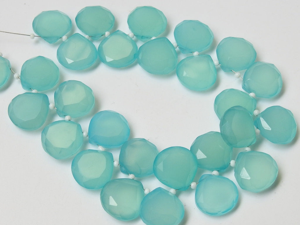Aqua Blue Chalcedony Teardrop-Step Cut Faceted-Heart Shape-For Making Jewelry-2Piece 14X14MM PME-CY2