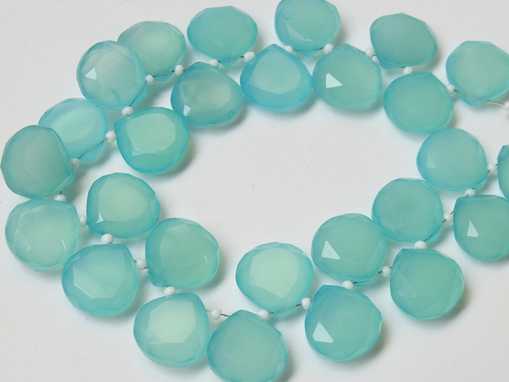 Aqua Blue Chalcedony Teardrop-Step Cut Faceted-Heart Shape-For Making Jewelry-2Piece 14X14MM PME-CY2