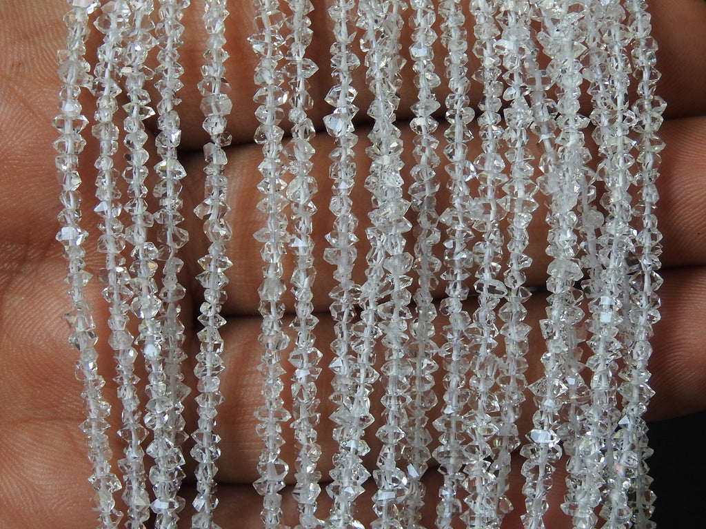 Natural Herkimer Diamond Crystal Rough Bead Nugget Chip Uncut Double Terminated 16 Inch Strand 4-2MM Jewelry Making Supplies PME-RB4