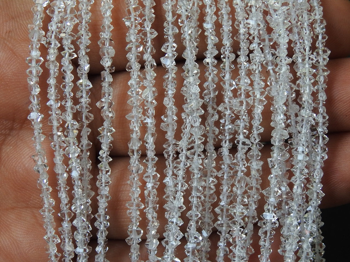 Natural Herkimer Diamond Crystal Rough Bead Nugget Chip Uncut Double Terminated 16 Inch Strand 4-2MM Jewelry Making Supplies PME-RB4