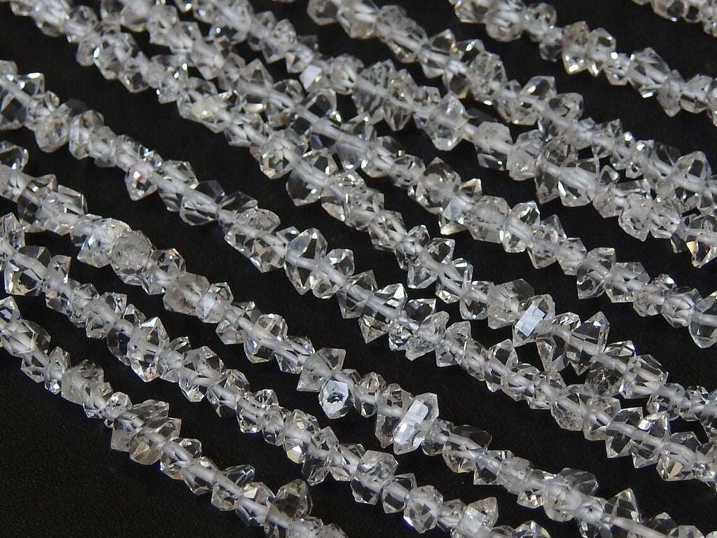 Natural Herkimer Diamond Crystal Rough Bead Nugget Chip Uncut Double Terminated 16 Inch Strand 4-2MM Jewelry Making Supplies PME-RB4
