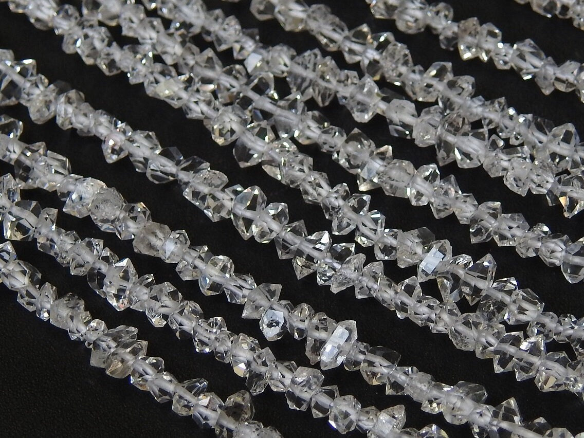 Natural Herkimer Diamond Crystal Rough Bead Nugget Chip Uncut Double Terminated 16 Inch Strand 4-2MM Jewelry Making Supplies PME-RB4