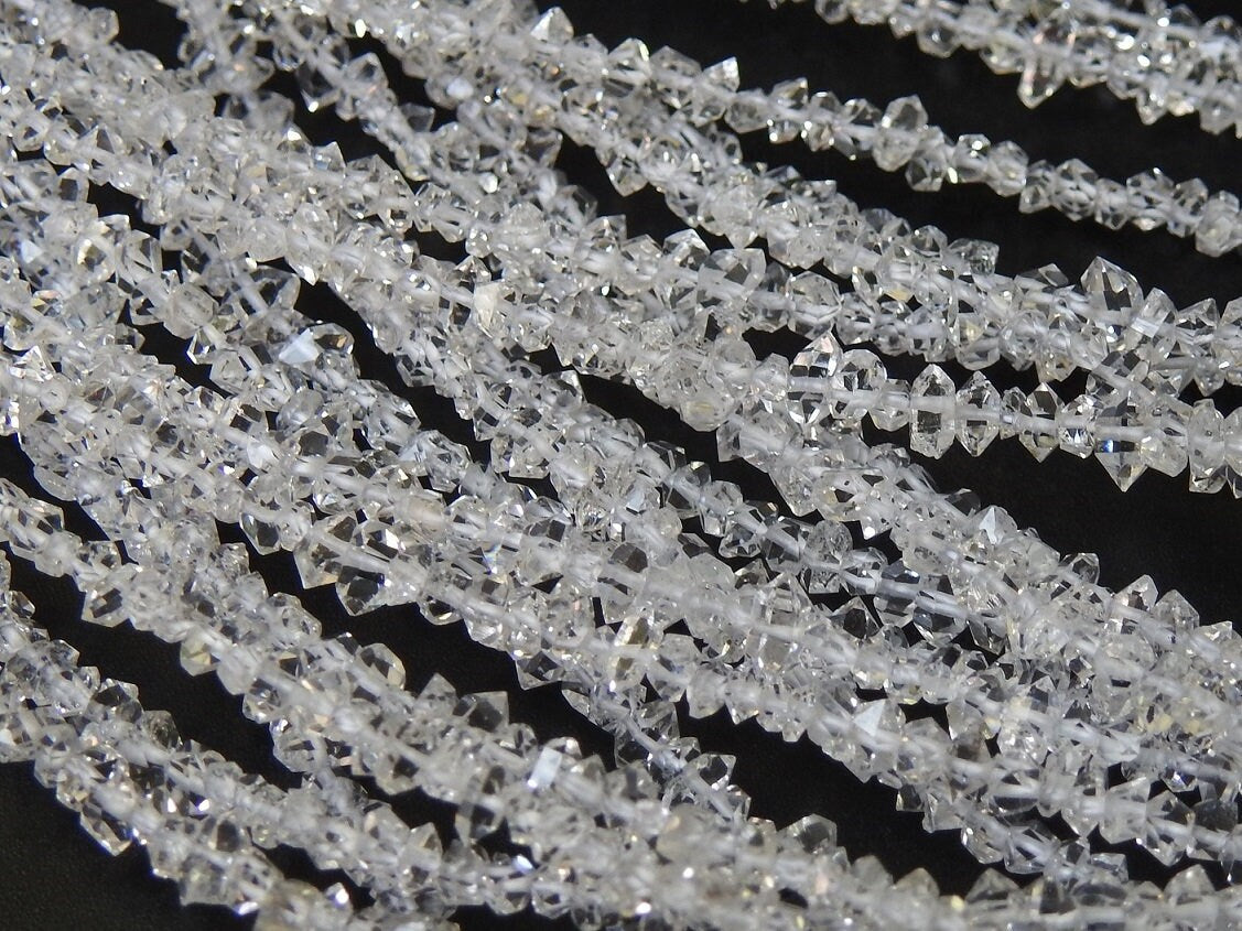 Natural Herkimer Diamond Crystal Rough Bead Nugget Chip Uncut Double Terminated 16 Inch Strand 4-2MM Jewelry Making Supplies PME-RB4