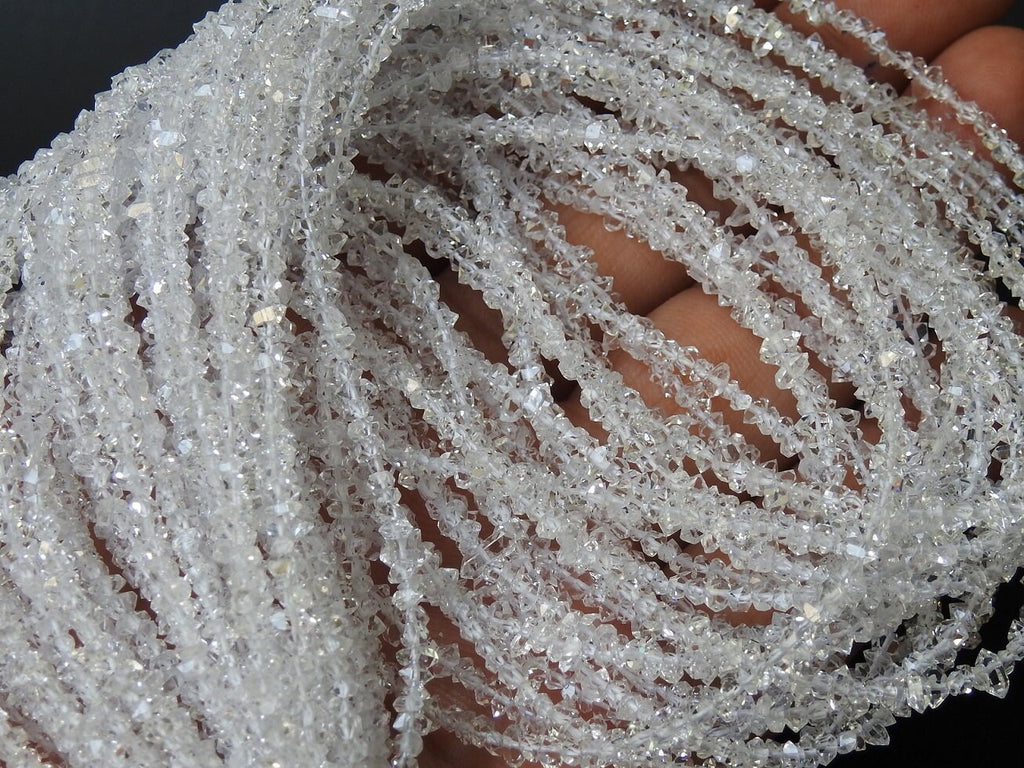 Natural Herkimer Diamond Crystal Rough Bead Nugget Chip Uncut Double Terminated 16 Inch Strand 4-2MM Jewelry Making Supplies PME-RB4