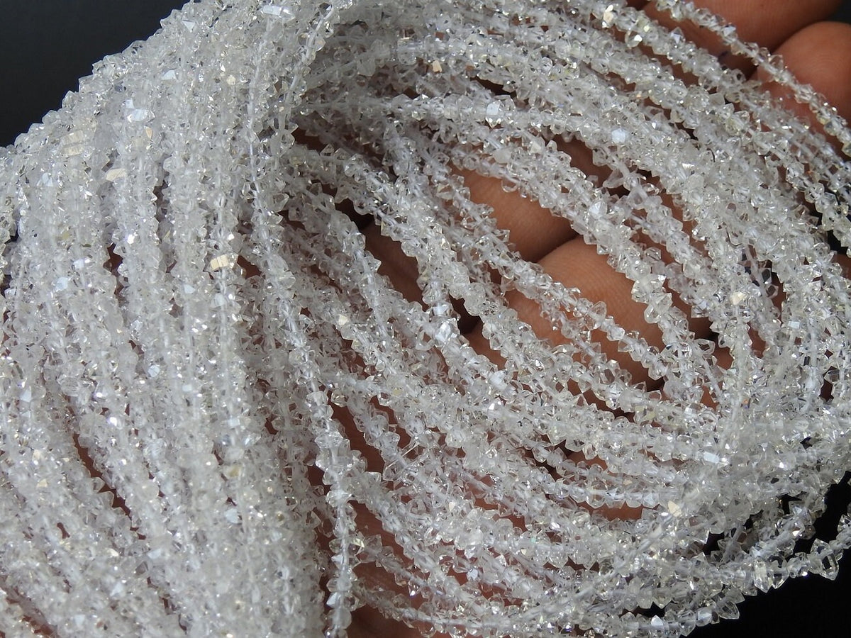 Natural Herkimer Diamond Crystal Rough Bead Nugget Chip Uncut Double Terminated 16 Inch Strand 4-2MM Jewelry Making Supplies PME-RB4