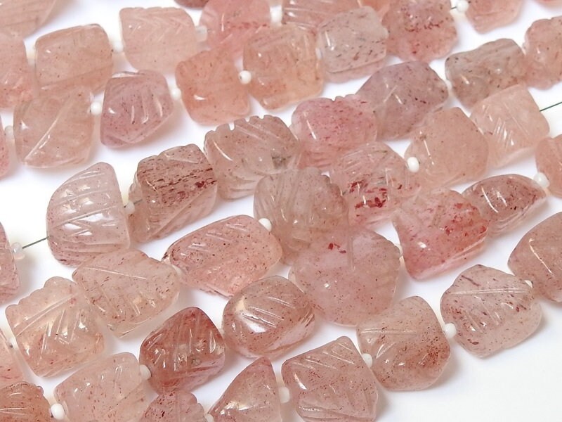 Strawberry Quartz Carving Tumble Nugget For Making Jewelry 16 Inches Strand 12To8MM Wholesaler Supplies Organic Gemstone Craft Supply PMETU5