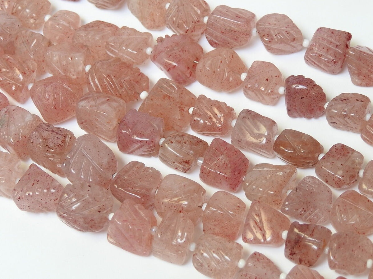 Strawberry Quartz Carving Tumble Nugget For Making Jewelry 16 Inches Strand 12To8MM Wholesaler Supplies Organic Gemstone Craft Supply PMETU5
