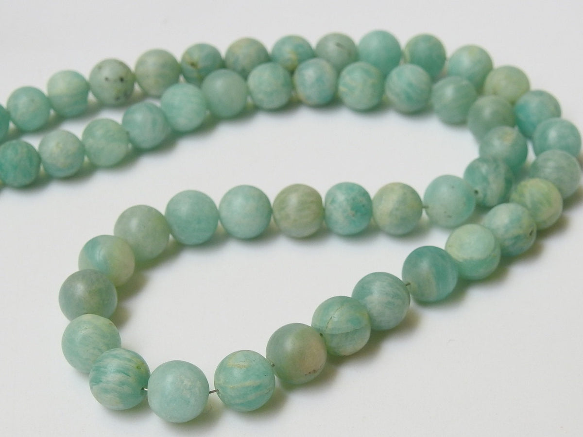 Natural Matte Amazonite Round Beads, 16 Inch Strand For Jewelry Making, Frosted Dull Polish Loose Gemstone Wholesale Supplies