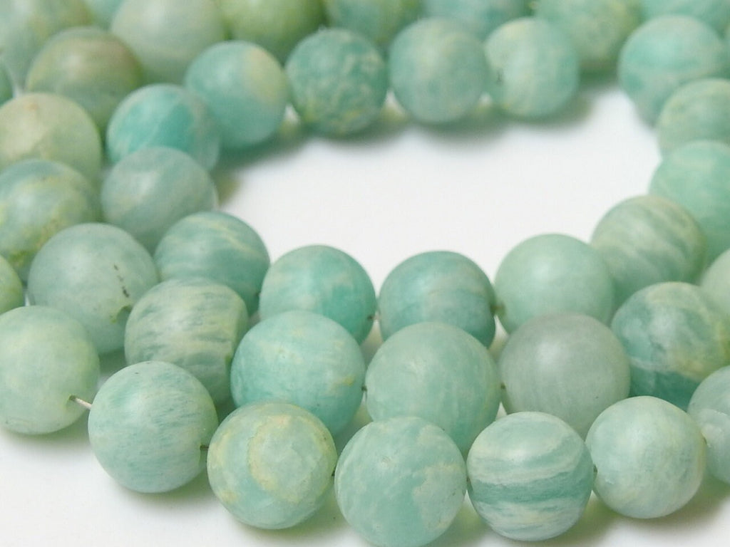 Natural Matte Amazonite Round Beads, 16 Inch Strand For Jewelry Making, Frosted Dull Polish Loose Gemstone Wholesale Supplies