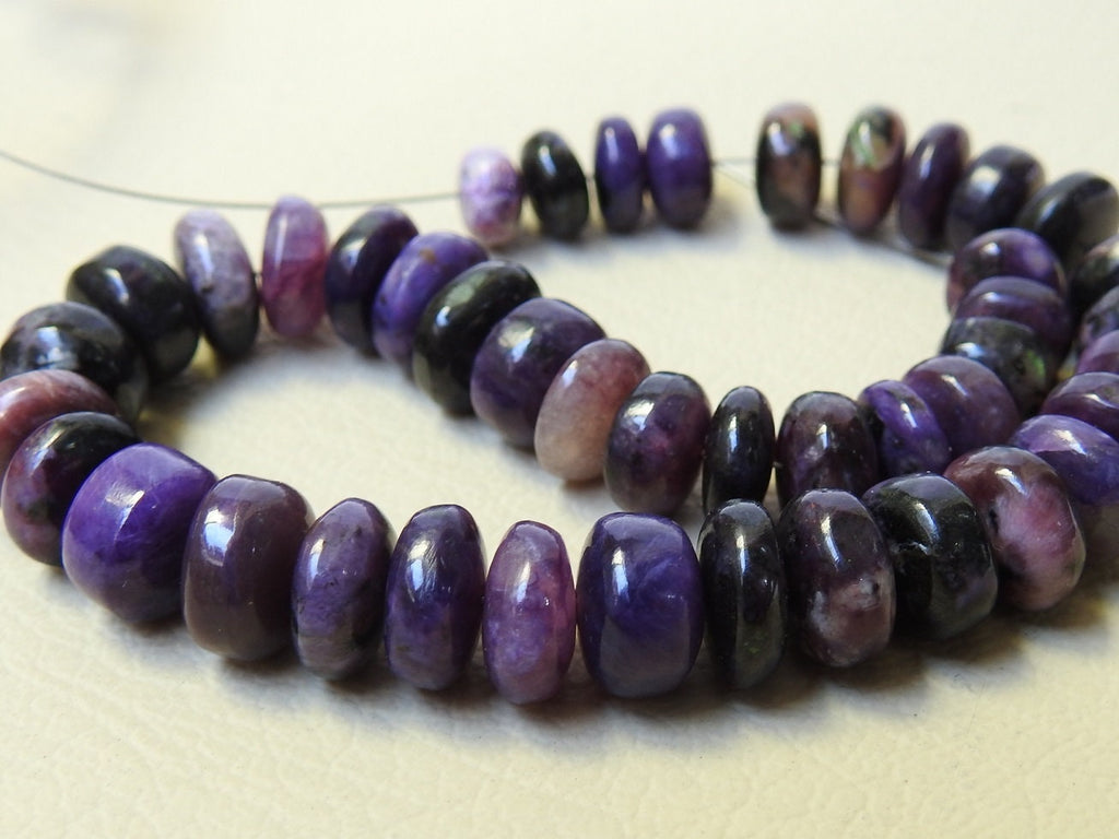 Natural Charoite Beads Multi Shaded Smooth Roundel Strand 8Inches Loose Gemstone Spacer Bead Wholesale Supply for Jewelry Making PME-B7