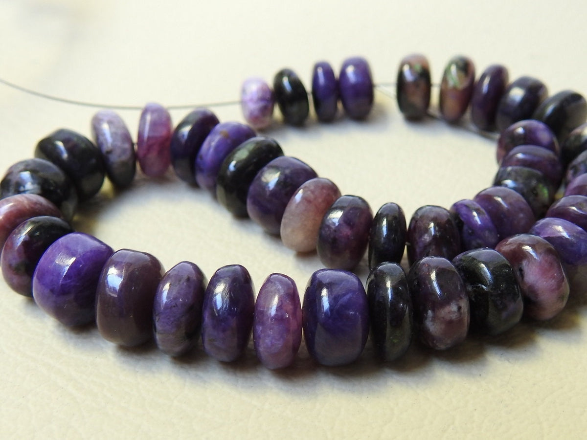 Natural Charoite Beads Multi Shaded Smooth Roundel Strand 8Inches Loose Gemstone Spacer Bead Wholesale Supply for Jewelry Making PME-B7