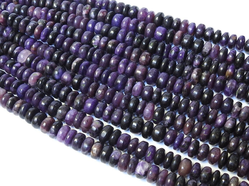 Natural Charoite Beads Multi Shaded Smooth Roundel Strand 8Inches Loose Gemstone Spacer Bead Wholesale Supply for Jewelry Making PME-B7