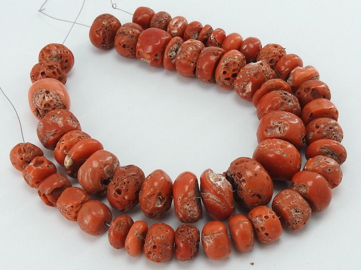 Red Coral Roundel Bead-Smooth Polished-Handmade Stone-8Inch Strand-For Making Jewelry-Natural Stone BK-CR2