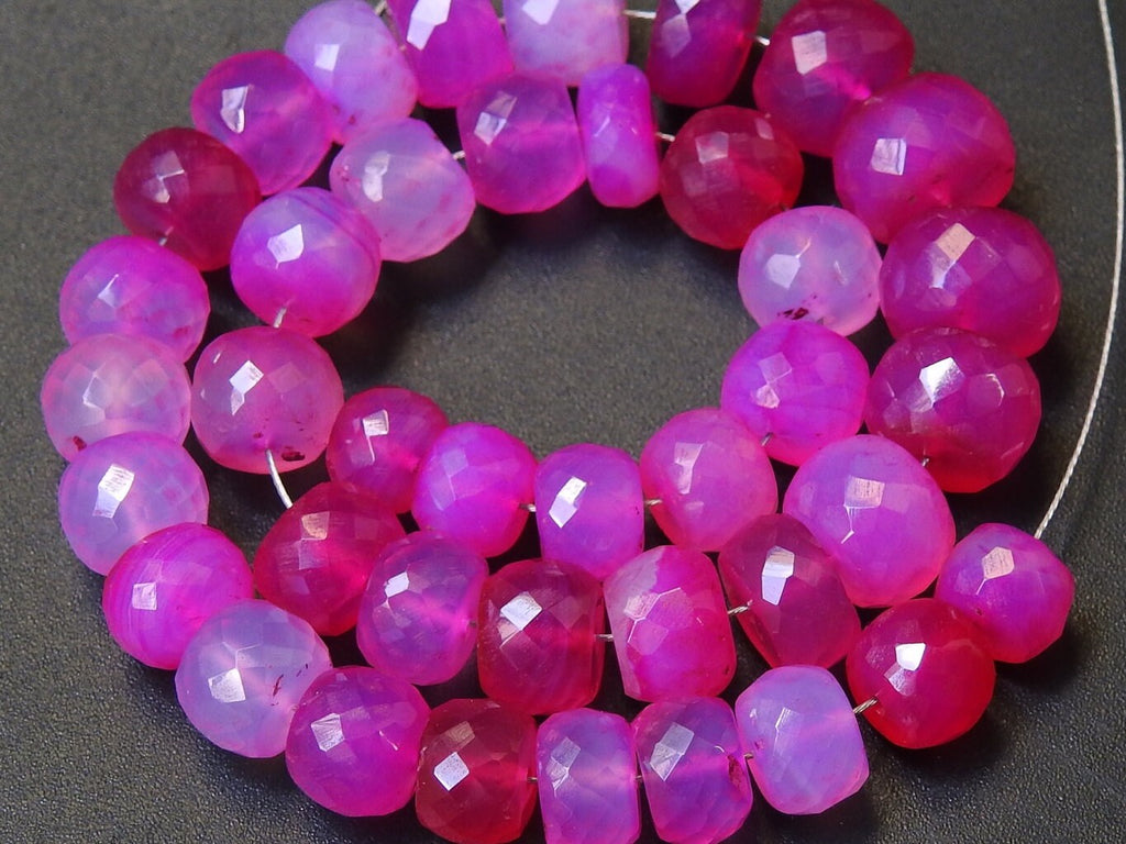 Rubellite Hot Pink Chalcedony Faceted Roundel Beads 7To8MM Approx, 8Inches Strand Natural Stone For Making Jewelry Wholesaler Supplies