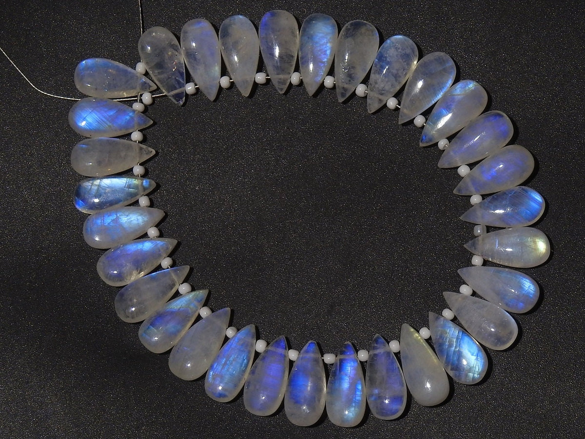 Flashy White Rainbow Moonstone Teardrop Pair Loose Gemstones For Jewelry Making Supplies Matching Pear Cabochon Wholesale Craft Findings
