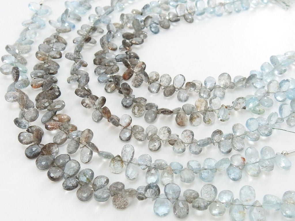 Natural Moss Aquamarine Faceted Teardrop 8Inches Strand 8X5To7X5MM Loose Gemstone Beads For DIY Jewelry Making PME-BR4