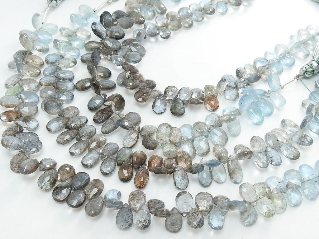Natural Moss Aquamarine Faceted Teardrop 8Inches Strand 8X5To7X5MM Loose Gemstone Beads For DIY Jewelry Making PME-BR4