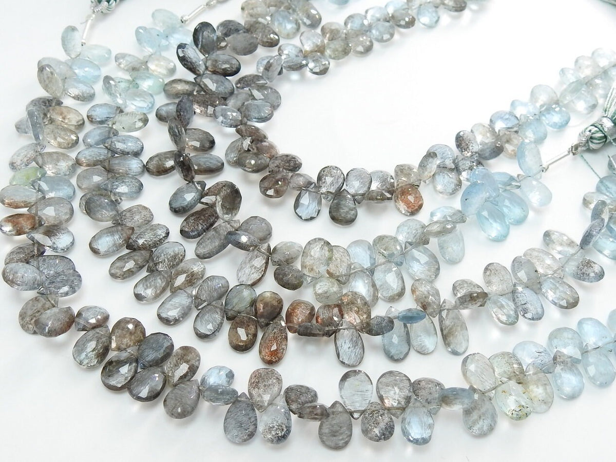Natural Moss Aquamarine Faceted Teardrop 8Inches Strand 8X5To7X5MM Loose Gemstone Beads For DIY Jewelry Making PME-BR4