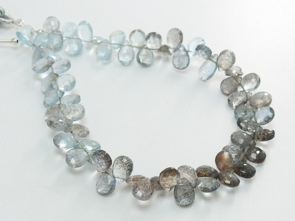 Natural Moss Aquamarine Faceted Teardrop 8Inches Strand 8X5To7X5MM Loose Gemstone Beads For DIY Jewelry Making PME-BR4