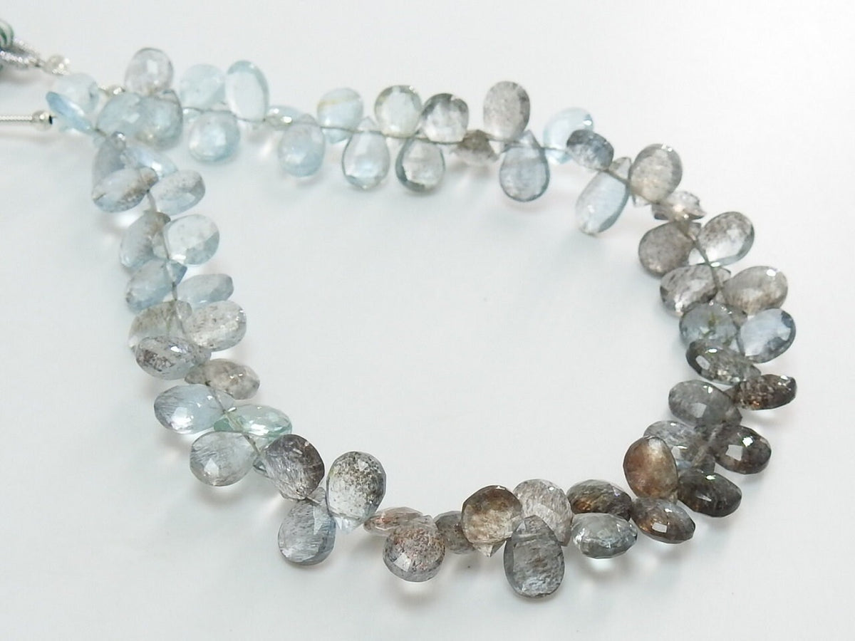 Natural Moss Aquamarine Faceted Teardrop 8Inches Strand 8X5To7X5MM Loose Gemstone Beads For DIY Jewelry Making PME-BR4
