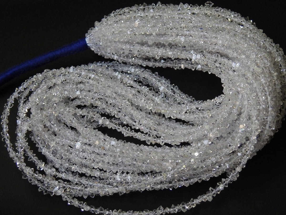Natural Herkimer Diamond Crystal Rough Bead Nugget Chip Uncut Double Terminated 16 Inch Strand 4-2MM Jewelry Making Supplies PME-RB4