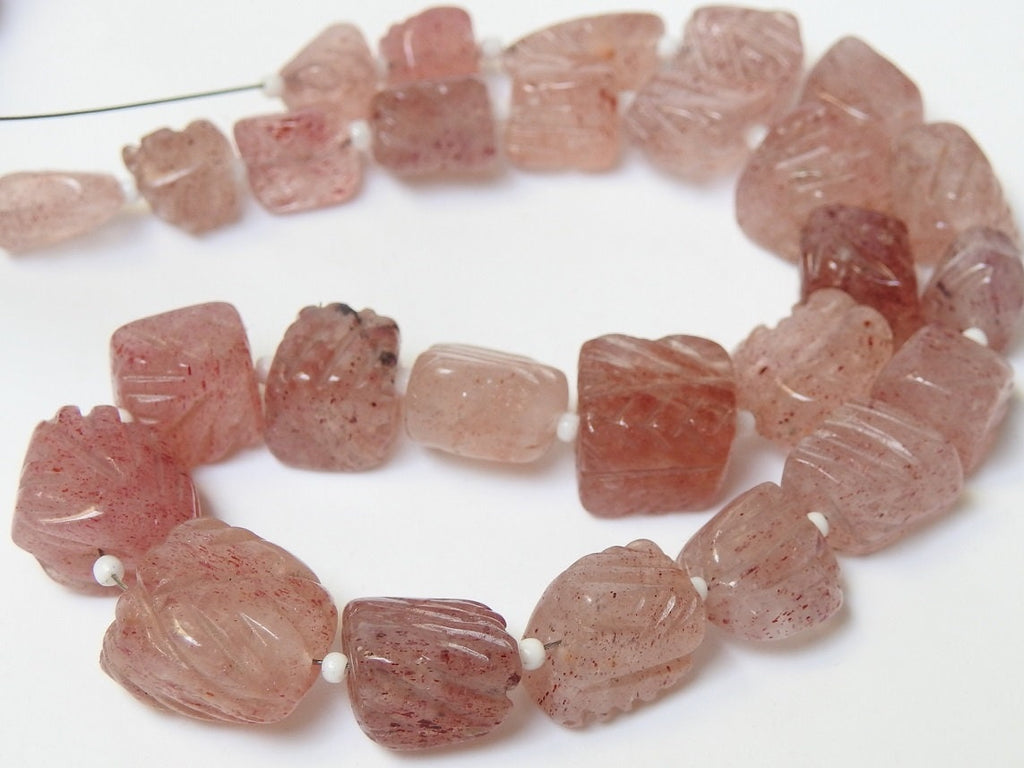 Strawberry Quartz Carving Tumble Nugget For Making Jewelry 16 Inches Strand 12To8MM Wholesaler Supplies Organic Gemstone Craft Supply PMETU5